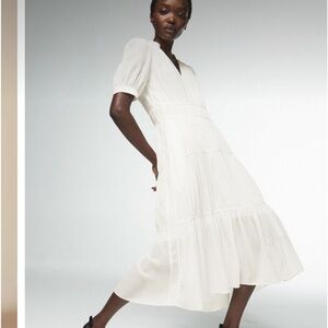 ME + EM Gathered Cotton Midi Dress